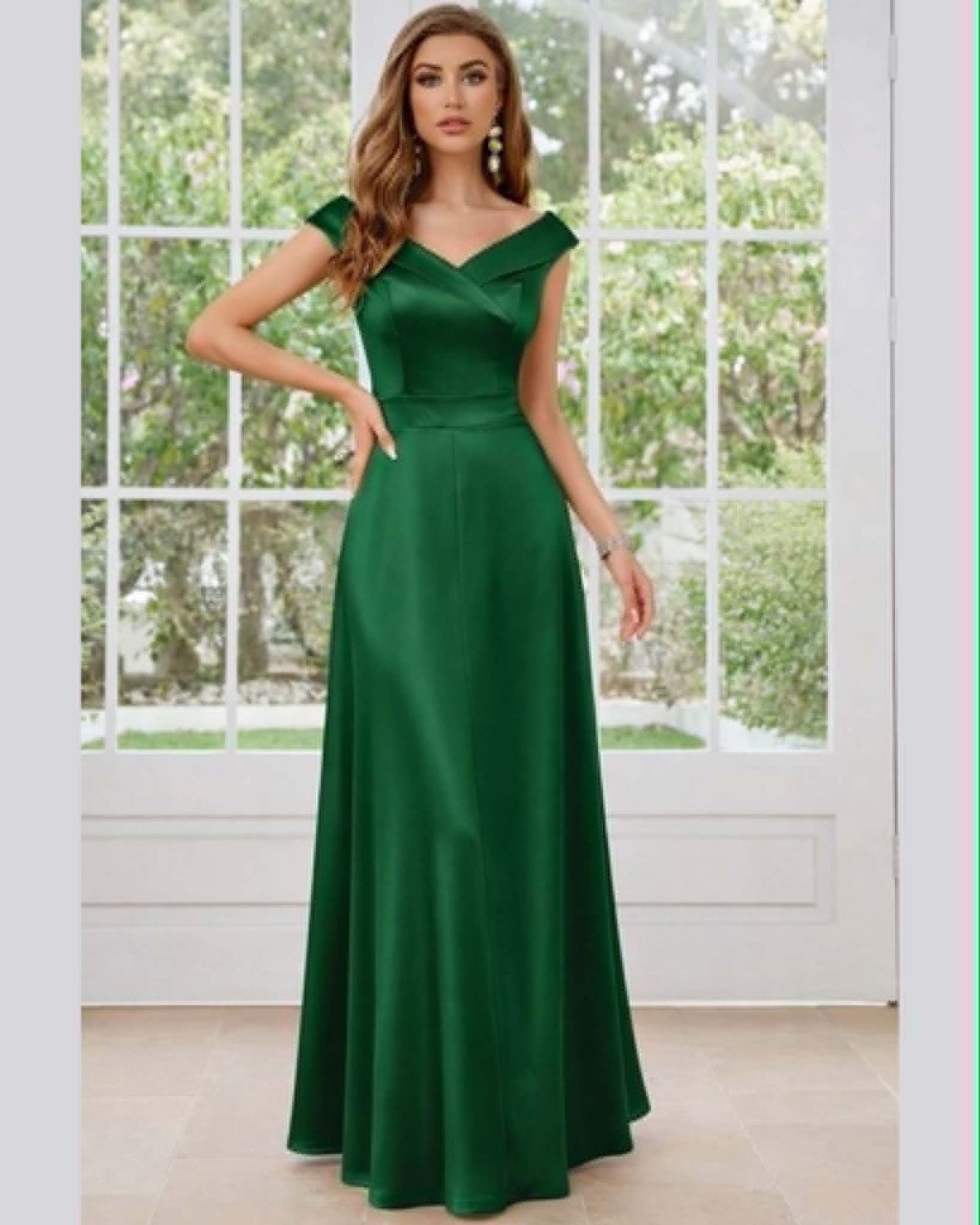Simple Satin Of Shoulder Evening Dress