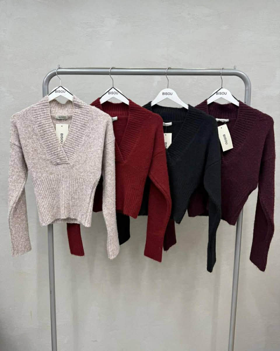 V-Neck Beautiful Wool Blouse