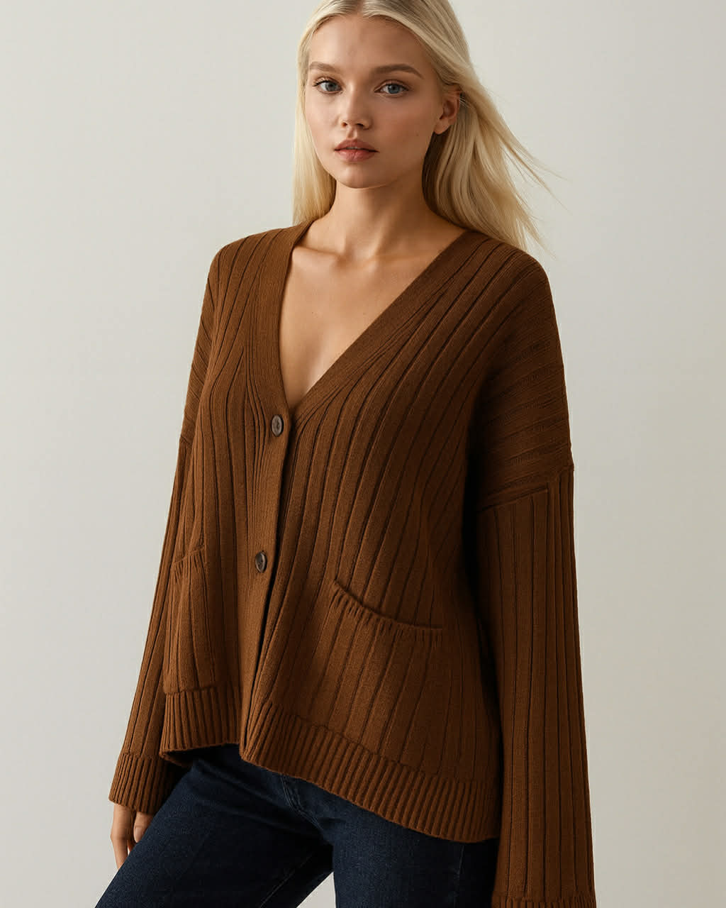 Wool Stripped Elegant Cardigan