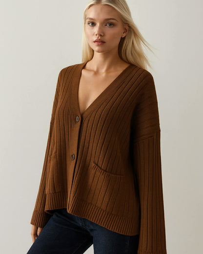 Wool Stripped Elegant Cardigan