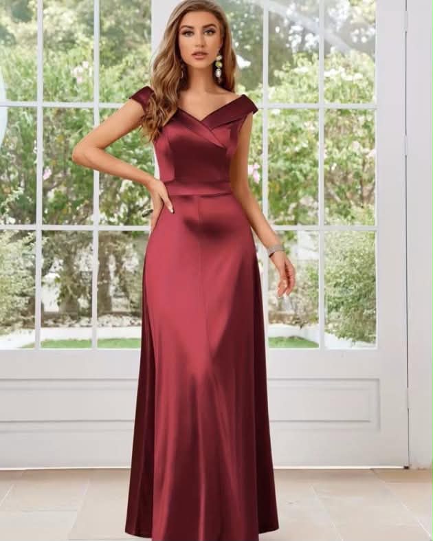 Simple Satin Of Shoulder Evening Dress