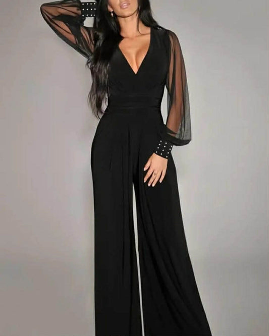 Wide Overall With Tulle And Pearls Sleeve