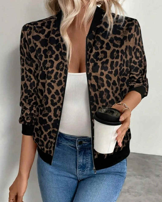 Leopard Cotton Jacket With Zipper