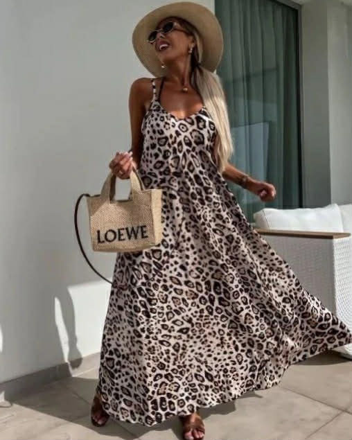 Leopard Wide Long Dress