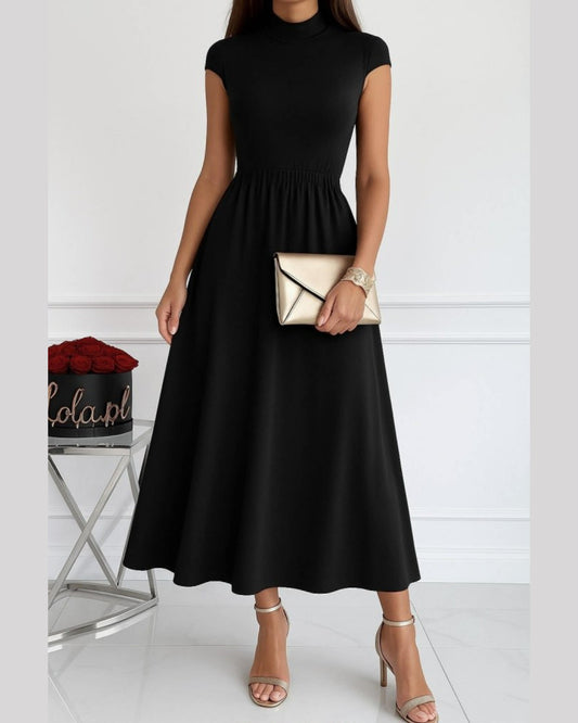 Wide Long Short Sleeve Cotton Dress