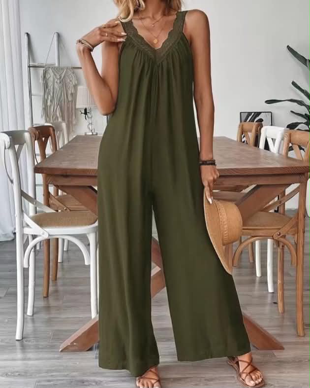 Wide Cotton Overall Sleeveless With Laces