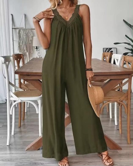 Wide Cotton Overall Sleeveless With Laces