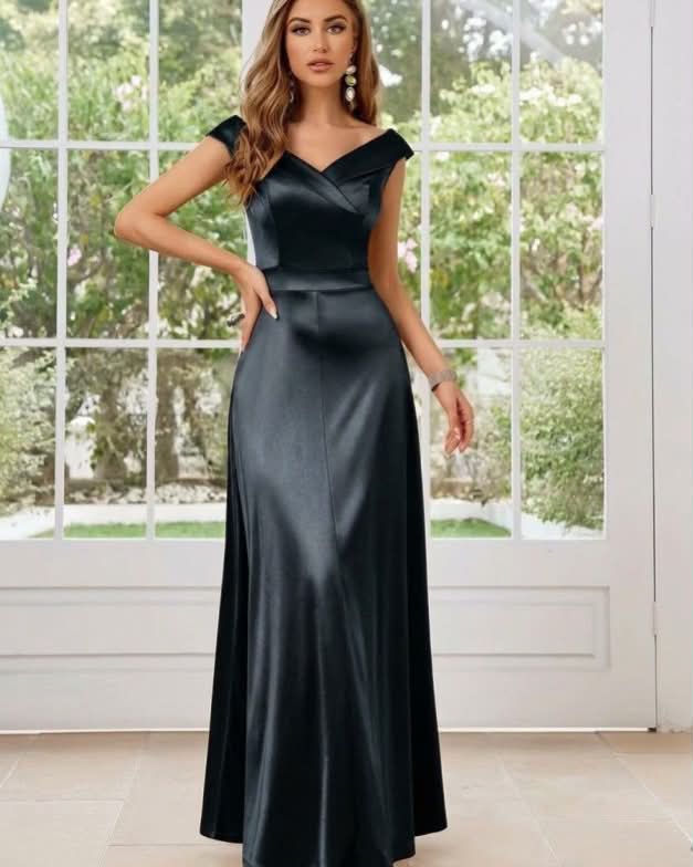 Simple Satin Of Shoulder Evening Dress
