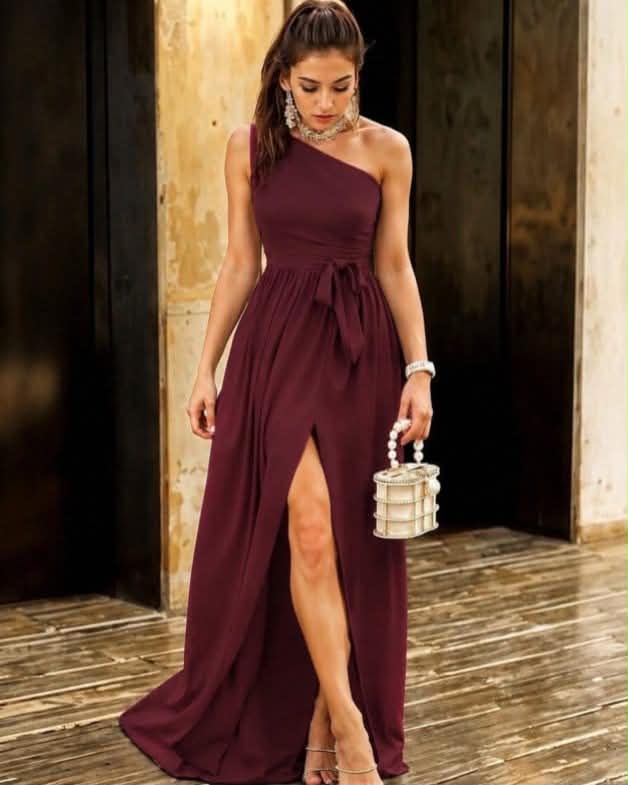 Long Dress With Slit One Shoulder