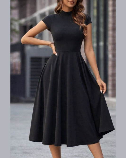Wide Long Classic One Color Dress