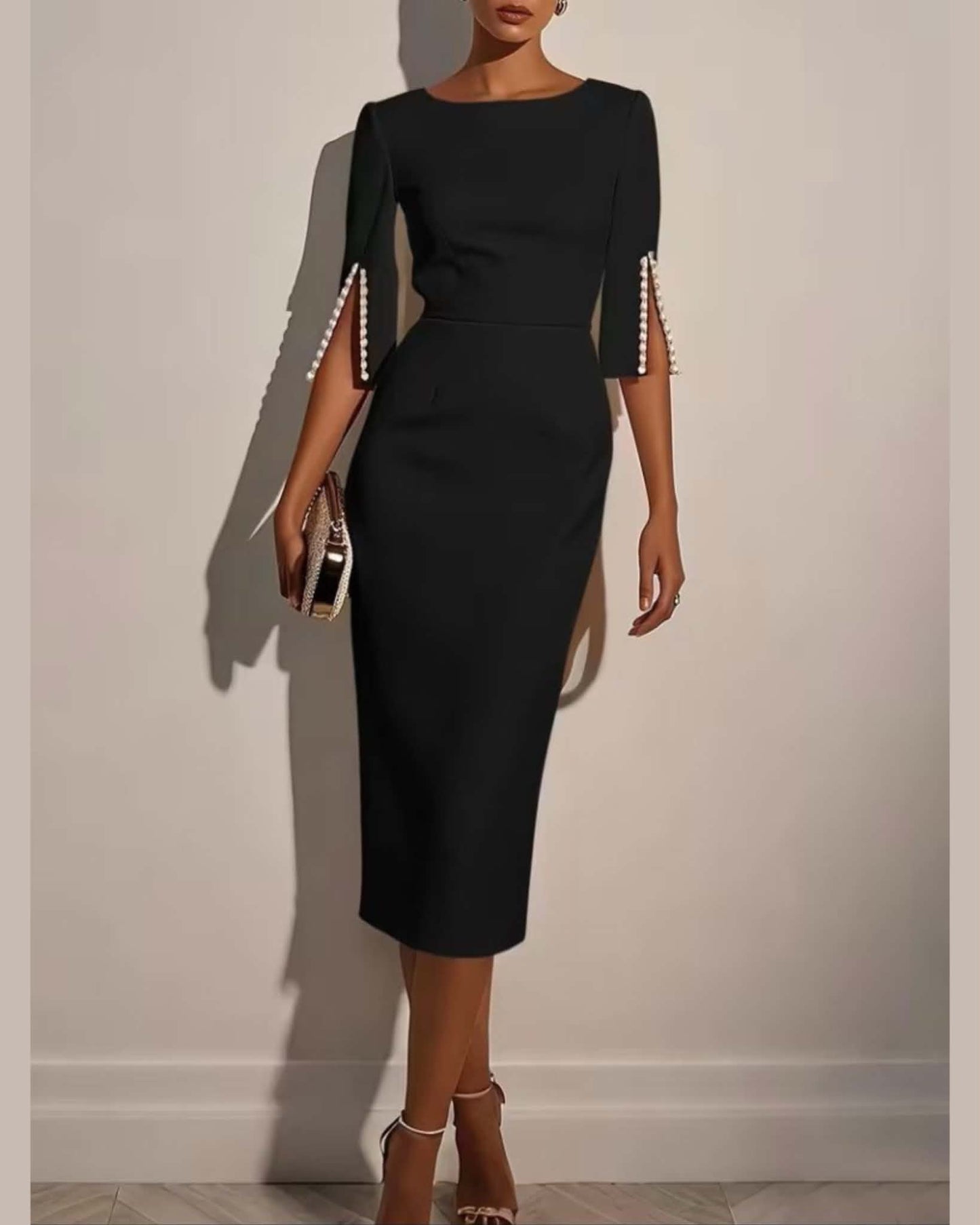 Classic Long Dress With Pearls