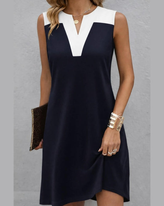 Two Colors Cut Short Dress