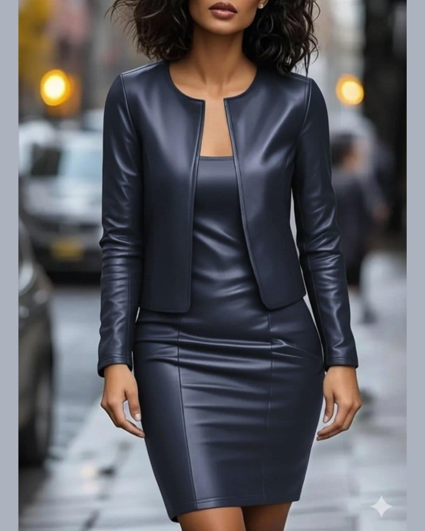 Leather Two Pieces Short Set