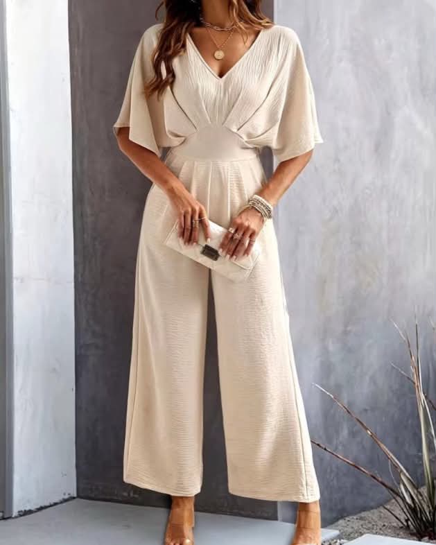Elegant Short Sleeve One Color Overall