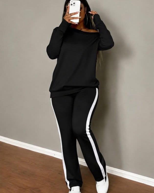 Side Striped Casual Lounge Set