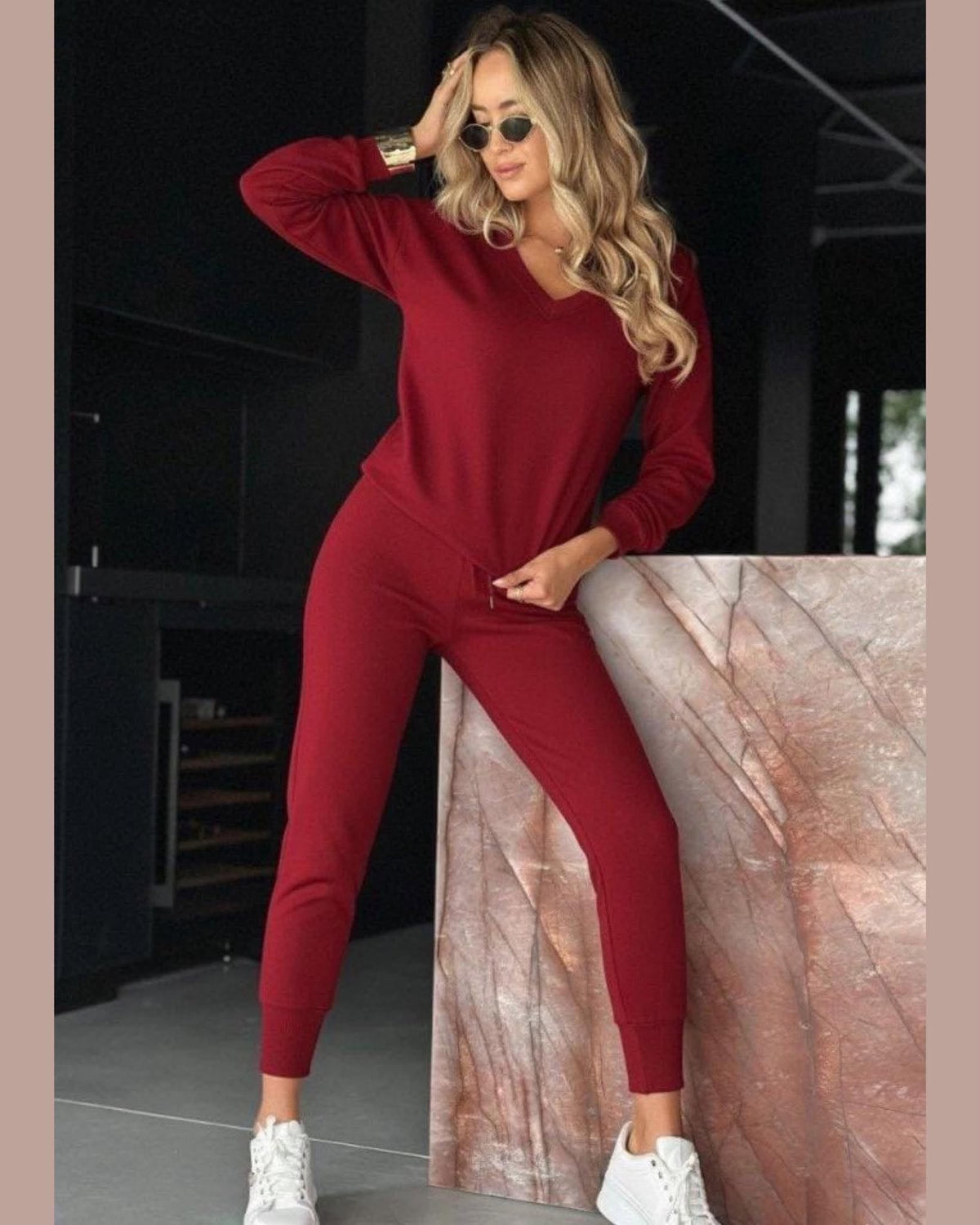 V-Neck Loungewear Cotton Set