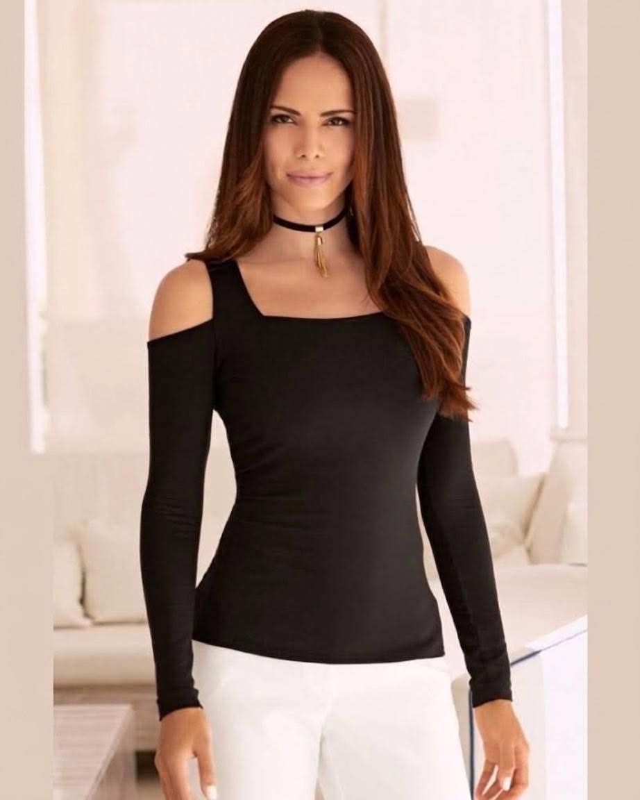Square Neckline With Open Cold-Shoulder Design Top