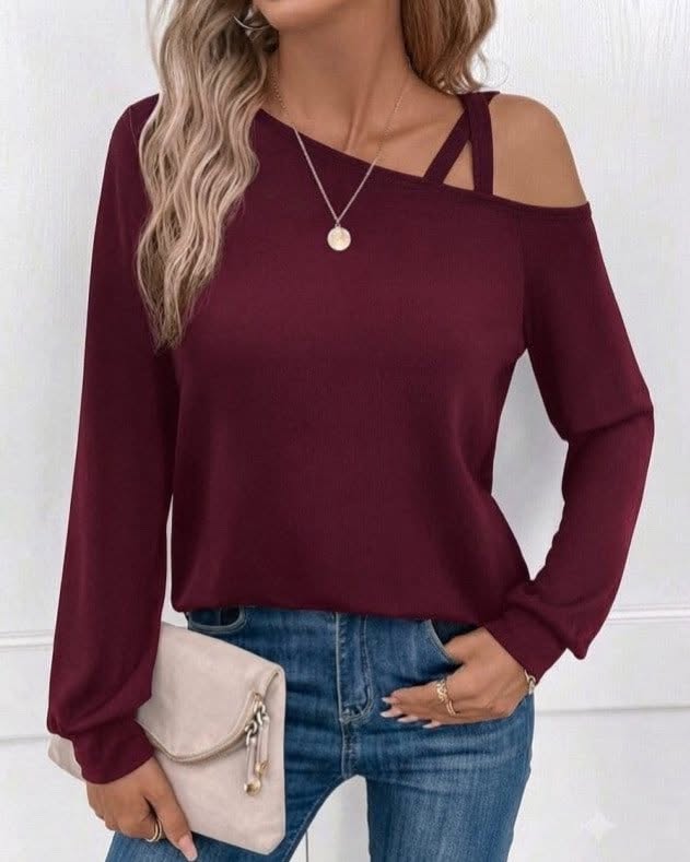 Cold Shoulder Strappy Long Sleeve Top