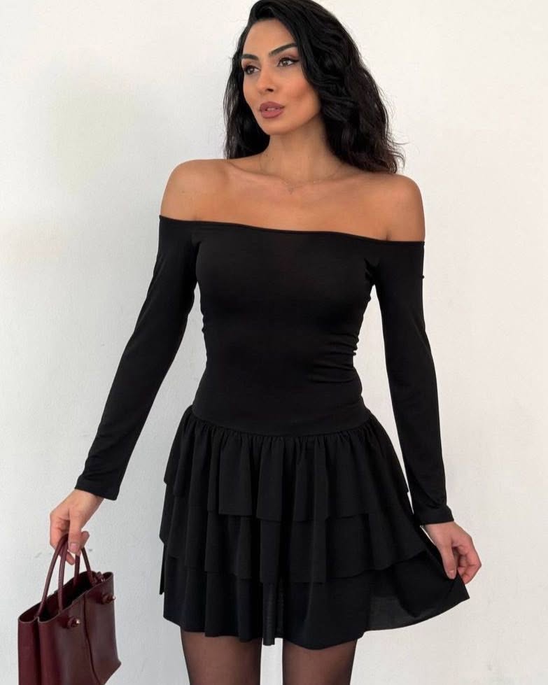 Off-Shoulder Ruffled Mini Dress