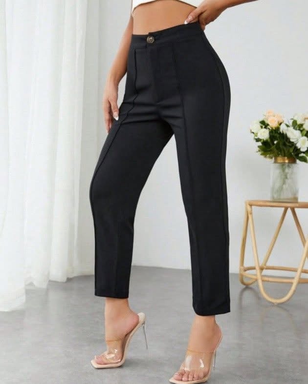 High-Waist Seam-Front Tailored Trousers
