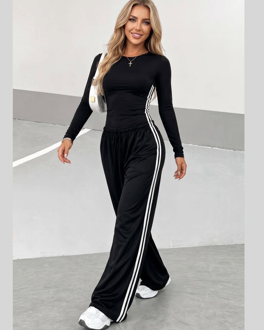 Sporty Tracksuit Set Side Stripes