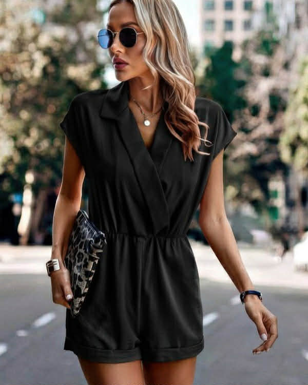 V-Neck Short Jumpsuit