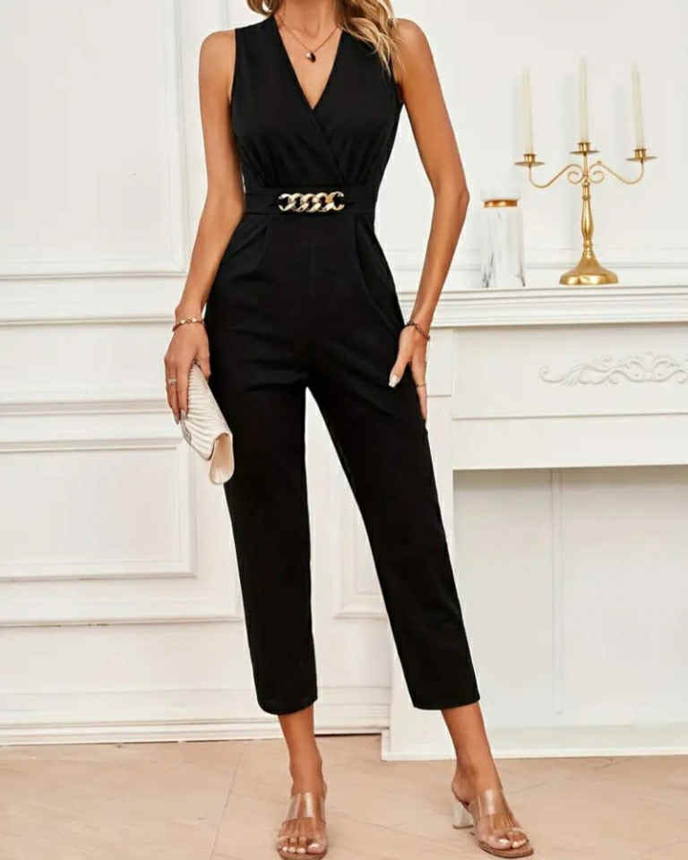 Sleeveless Overall With Golden Chane