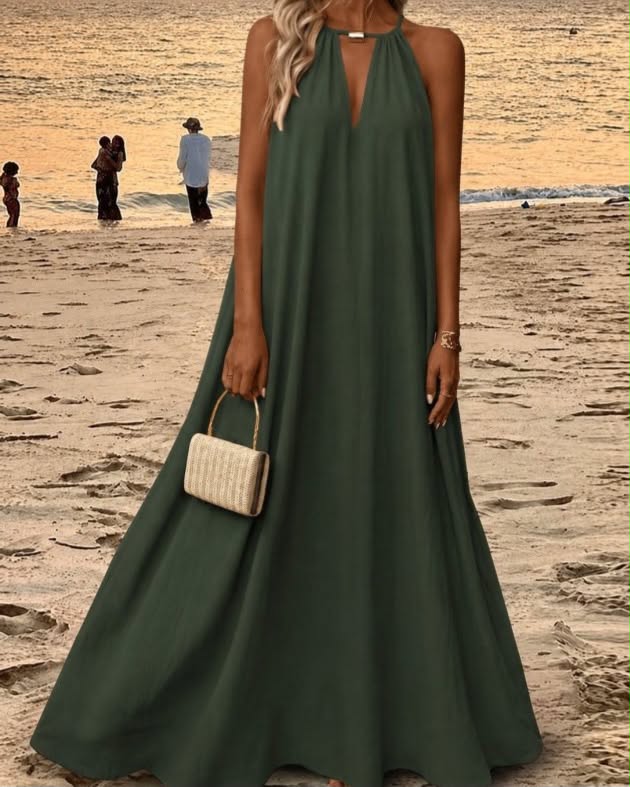 Wide Sleeveless Long Dress