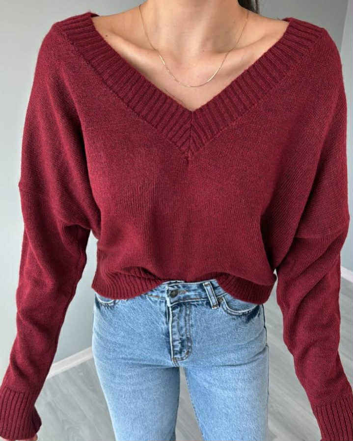 V-Neck Wool Blouse