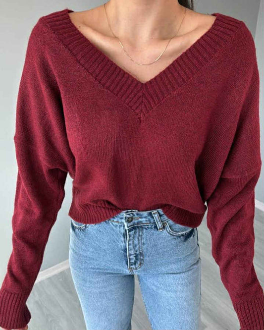 V-Neck Wool Blouse