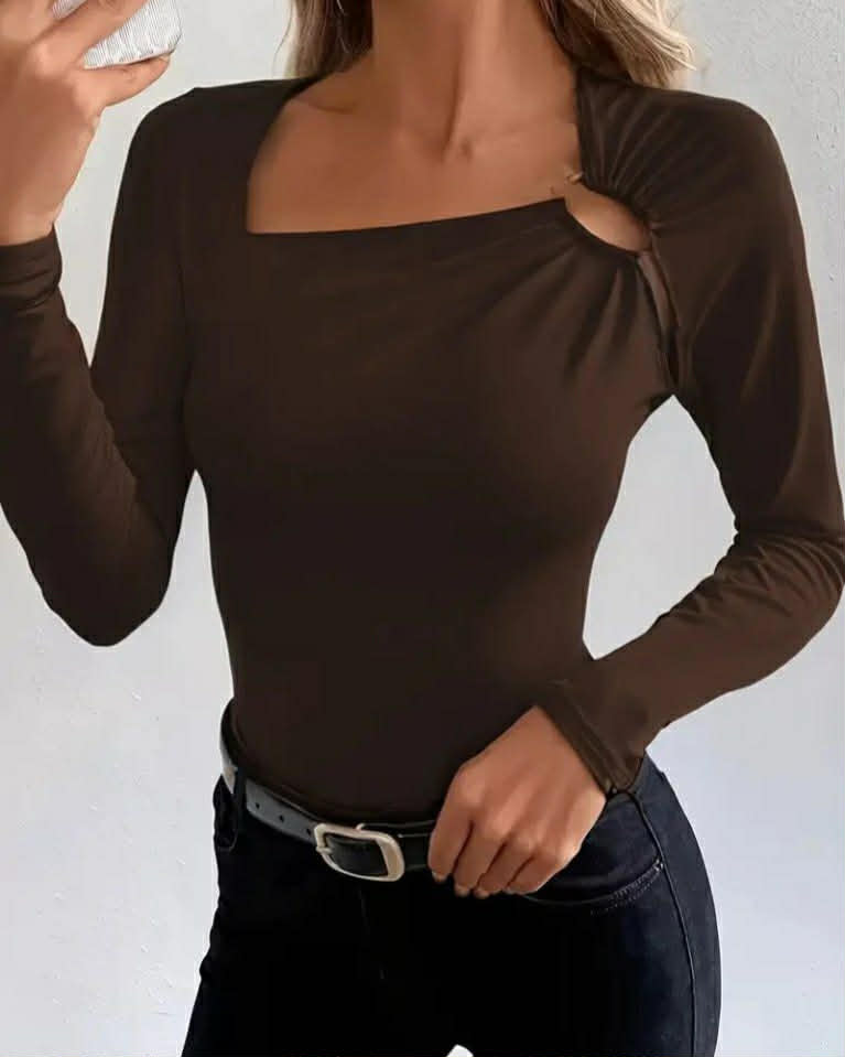 Cotton Long Sleeve Top With Ring