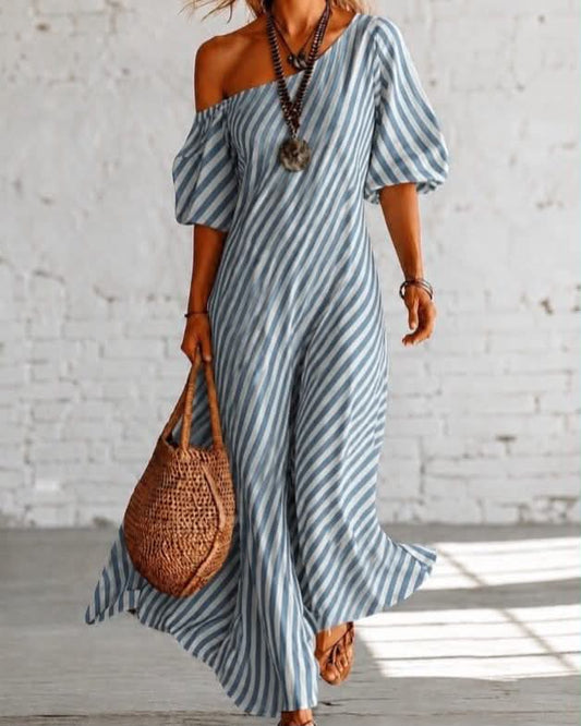 Graphic Maxi Asymmetrical Dress