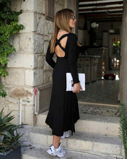 Open Back Cotton Long Wide Dress