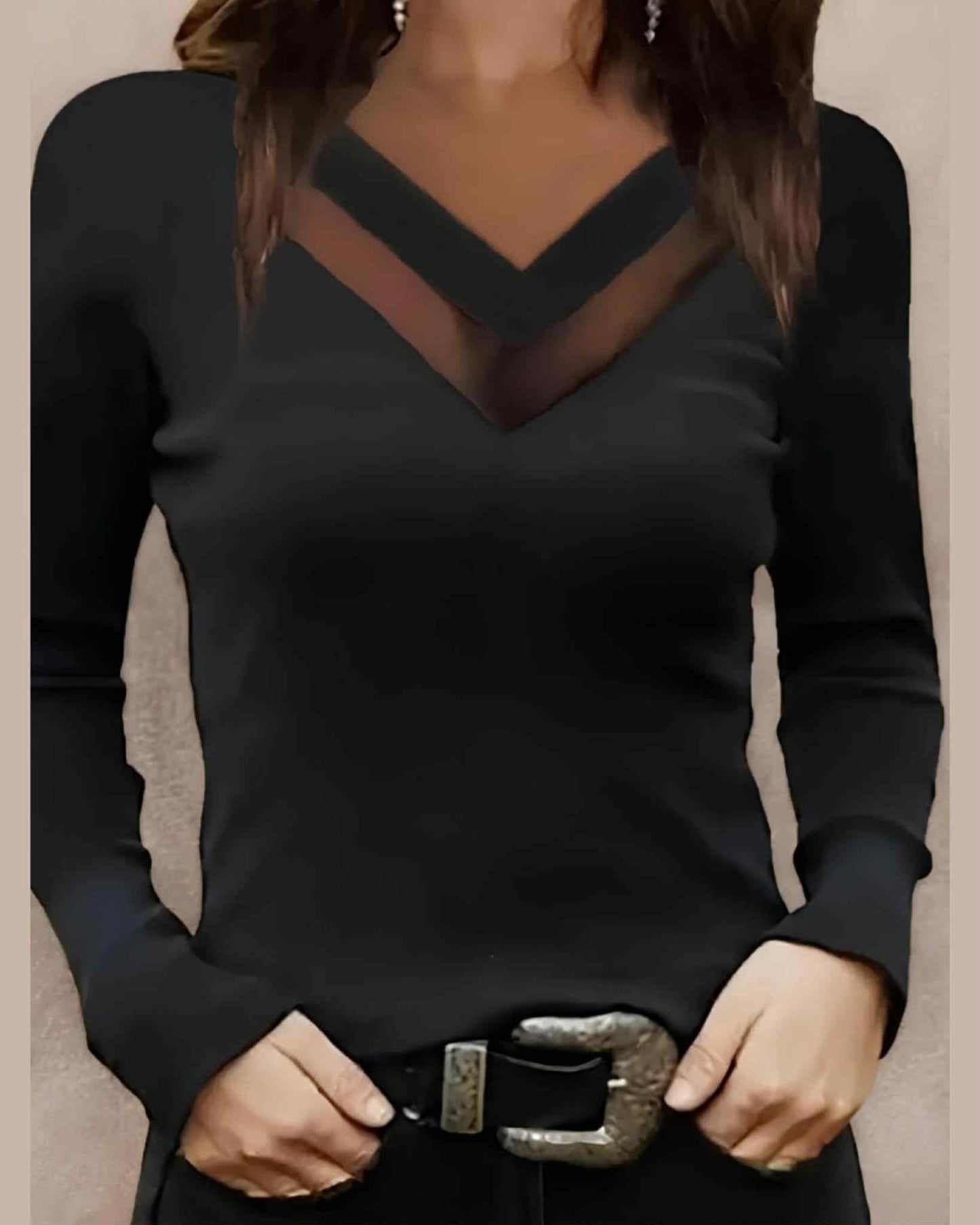 Long Sleeve V-Neck Stylish Top