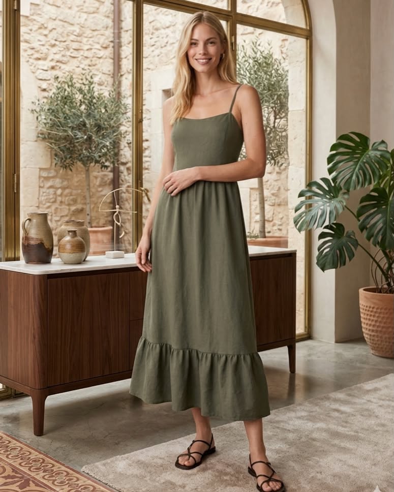 Long Simple Dress With Straps