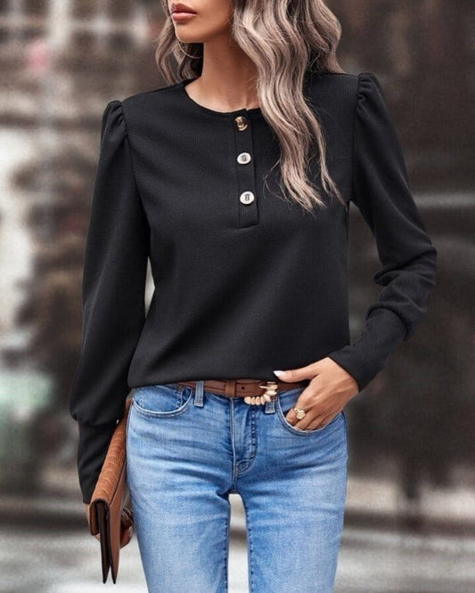 Simple Casual Top With Button