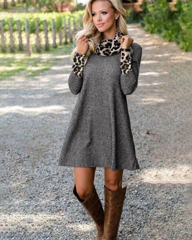 Leopard Wide Casual Dress