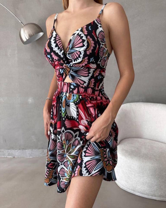 Colorful Floral Print Dress