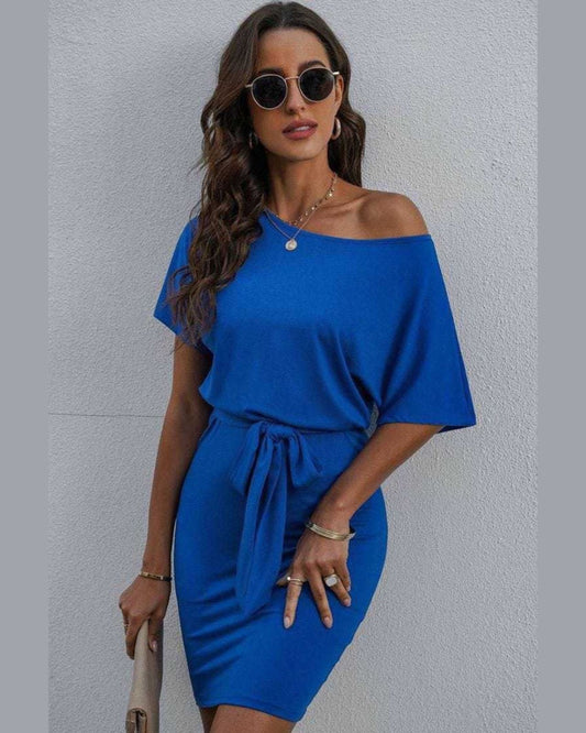 Cotton Simple Dress With Belt