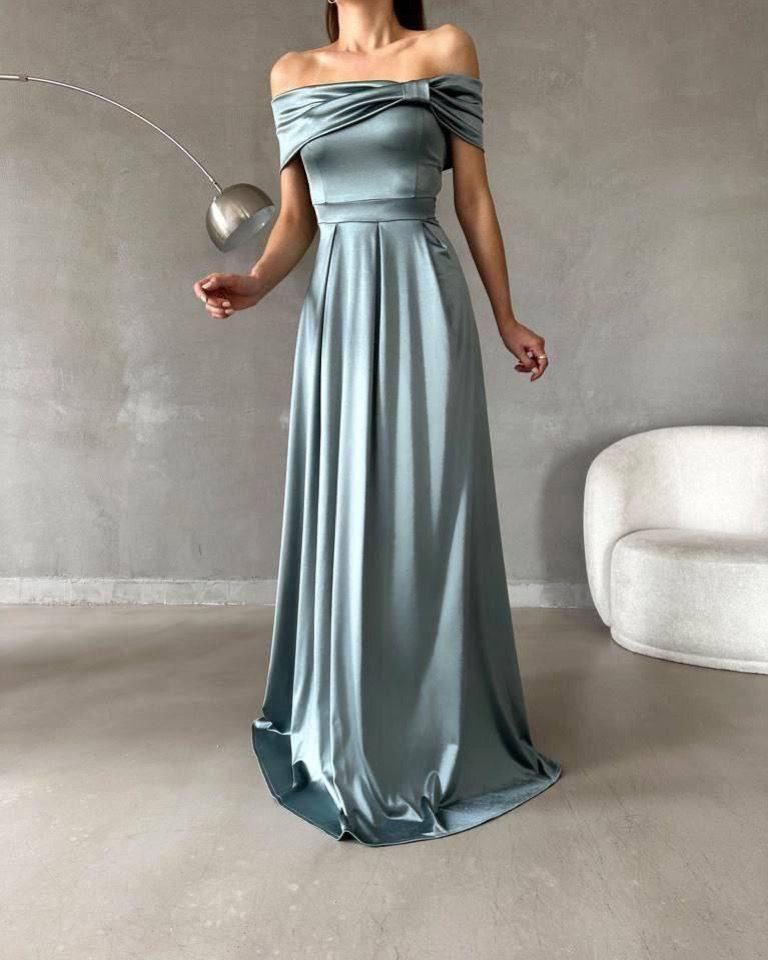 Wide Satin Evening Dress