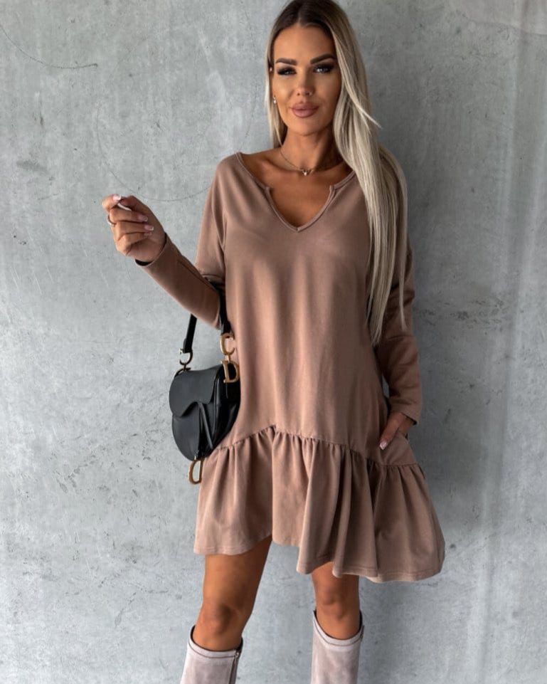 Wide Long Sleeve Short Dress