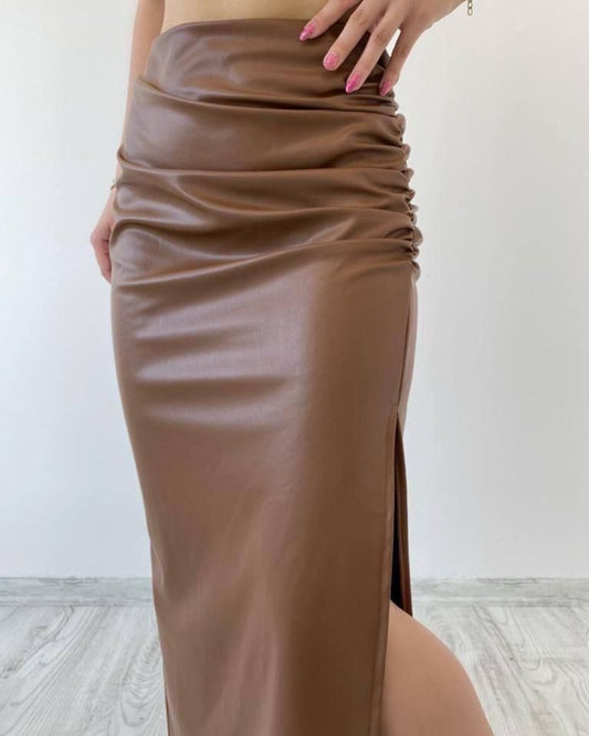 Leather Long Skirt