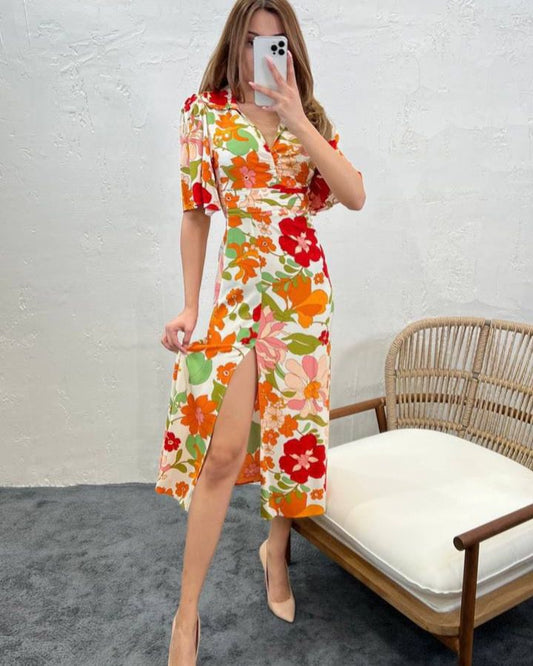 Floral Dress Short Sleeve