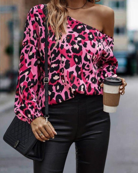 Leopard OF Shoulder Top