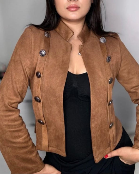 Leather Jacket With button