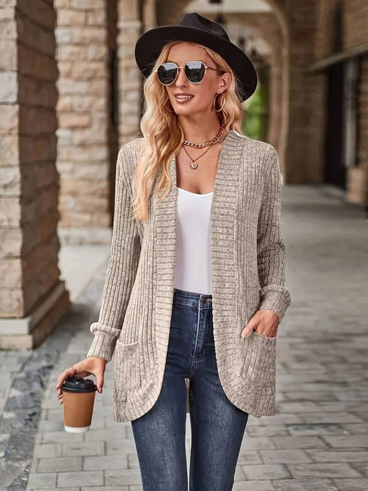 Open Front Cardigan With Pocket