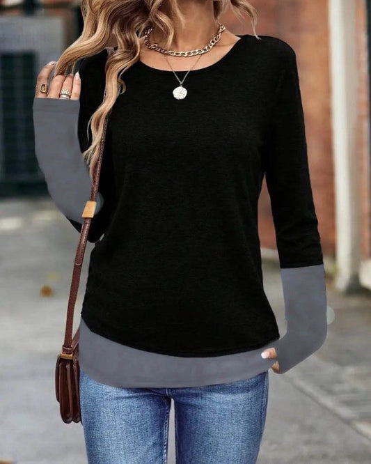 Two Colors Cotton Simple Top