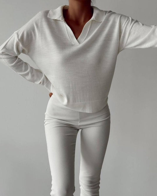 Soft Wool Polo Blouse