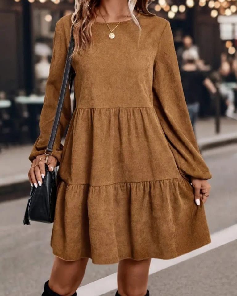 Stylish Wide Long Sleeve Short Dress