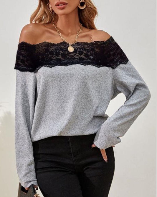 Elegant Of Shoulders Top With Black Laces